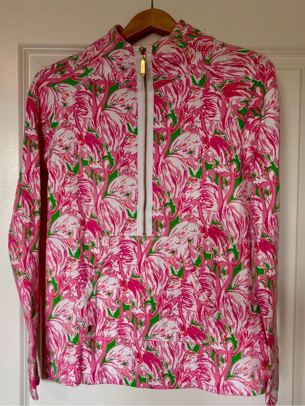 Lilly Pulitzer Skipper Half-Zip Pullover Flamingo Print Size Small